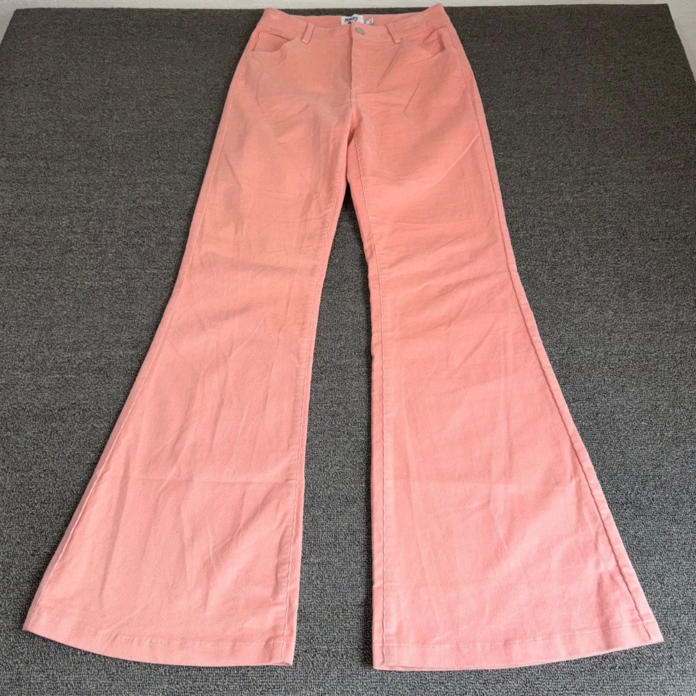 Princess Polly‎ Peach Pink Corduroy Flare Pants High Rise Bell Bottoms US 4